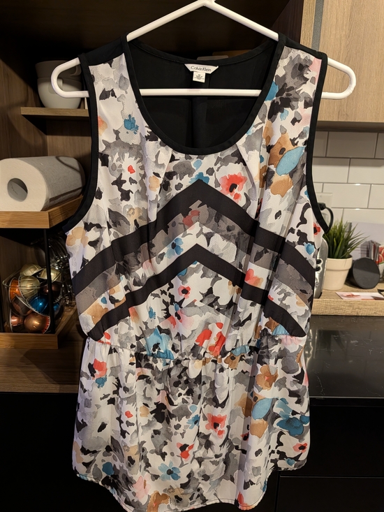 Calvin Klein Tops - Calvin Klein Floral Print Sleeveless Top in Multi-Color